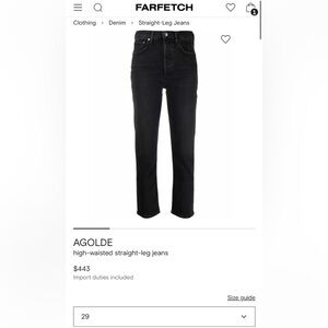 Agolde women’s black  Jeans size 29